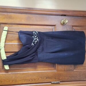 LaScala Black Cocktail Dress with Sequined and Beaded Embellishment